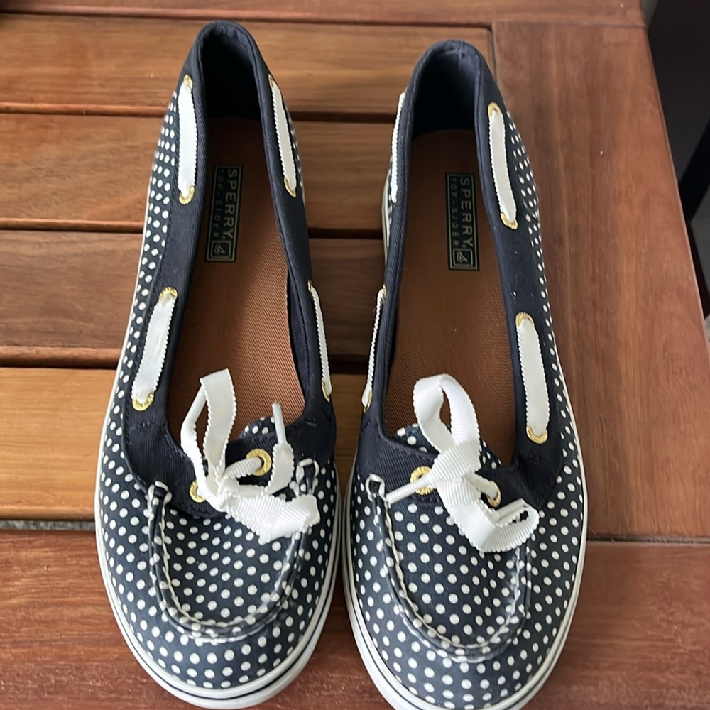 Sperry navy and white boat shoes